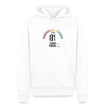 Anniversaire 81 ans Compteur - Sweat à capuche Premium bio Homme - blanc - Devant - Nico (187cm)