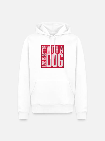 better with a dog - Men’s Premium Organic Hoodie - white