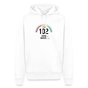 Anniversaire 102 ans Compteur - Sweat à capuche Premium bio Homme - blanc - Devant - Nico (187cm)
