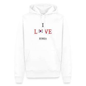 J'aime la Corée. J'aime la Corée - Sweat à capuche Premium bio Homme - blanc - Devant - Nico (187cm)