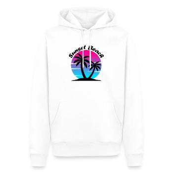 Synthwave Sunset with Palm Trees Sunset Beach - Men’s Premium Organic Hoodie - white - Front - Nico (187cm)