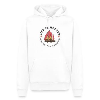 Life is better at the Campfire - Men’s Premium Organic Hoodie - white - Front - Nico (187cm)