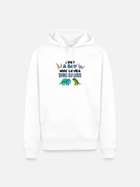 Just A Boy Who Loves Dinosaurs - Men’s Premium Organic Hoodie - white