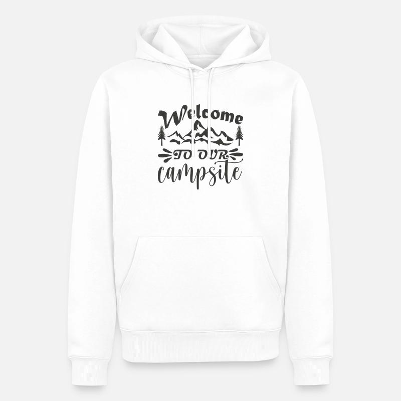 Bienvenue dans notre camping - Sweat à capuche Premium bio Homme - blanc