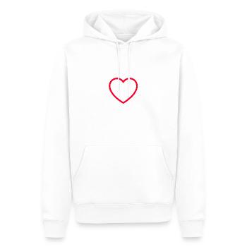 Rotes Herz Umrandung - Männer Premium Bio Hoodie - Weiß - Vorne - Nico (187cm)