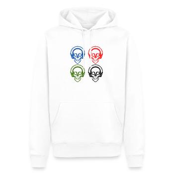 Skulls listening to music with headphones - Men’s Premium Organic Hoodie - white - Front - Nico (187cm)