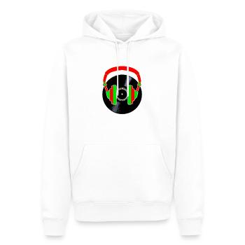 Paire d’écouteurs sur vinyle - Sweat à capuche Premium bio Homme - blanc - Devant - Nico (187cm)