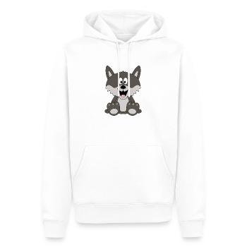 WOLF - TIER - TIERISCH - KIND - BABY - Männer Premium Bio Hoodie - Weiß - Vorne - Nico (187cm)