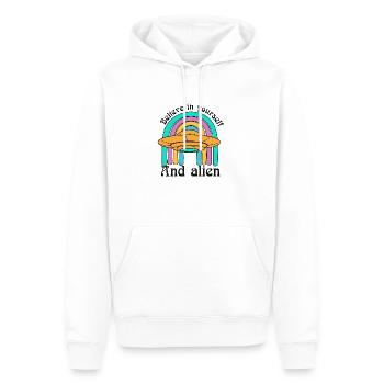 Croyez en vous et en extraterrestre - Ufo Lover - Sweat à capuche Premium bio Homme - blanc - Devant - Nico (187cm)