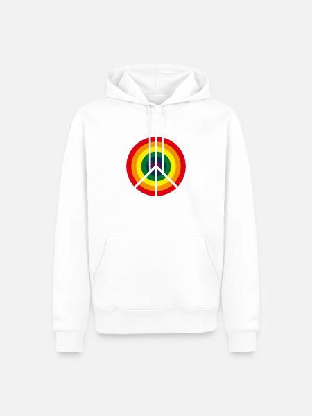 PEACE RAINBOW - Männer Premium Bio Hoodie - Weiß