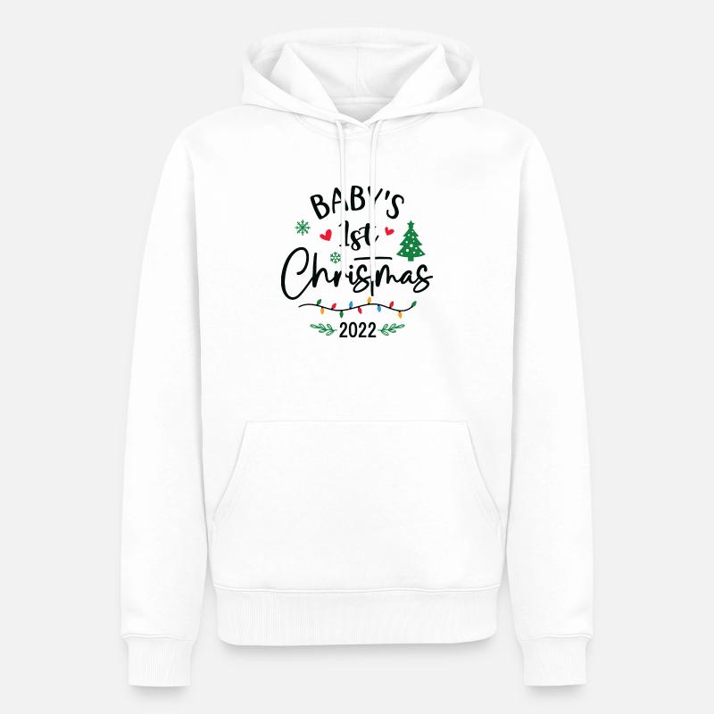 1er Noël de bébé 2022 - Sweat à capuche Premium bio Homme - blanc