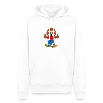 FAULTIER - SKATEBOARD - SKATER - TIER - SPORT - Männer Premium Bio Hoodie - Weiß - Vorne - Nico (187cm)