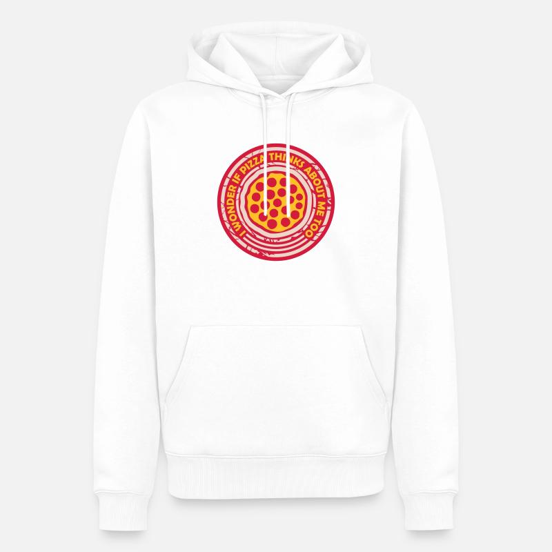 pizza thinks about me - Männer Premium Bio Hoodie - Weiß