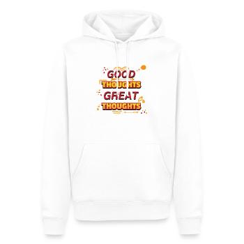 Gute Gedanken, große Gedanken, Gelbe Textkunst - Männer Premium Bio Hoodie - Weiß - Vorne - Nico (187cm)