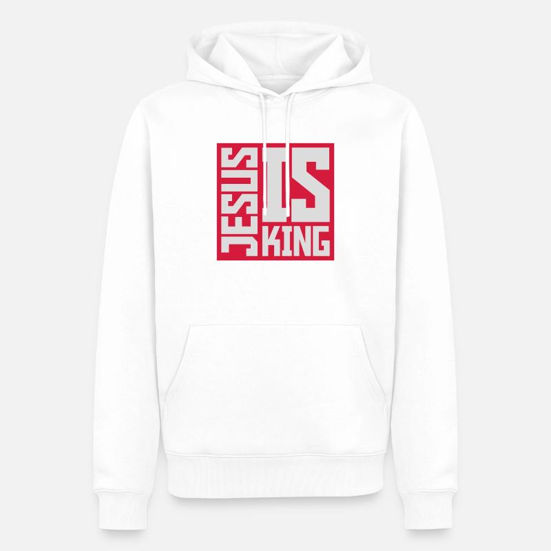 Citation de Jésus est roi - Sweat à capuche Premium bio Homme - blanc