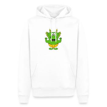 DRACHE - MUSKELN - FIT - SPORT - FITNESS - FUN - Männer Premium Bio Hoodie - Weiß - Vorne - Nico (187cm)