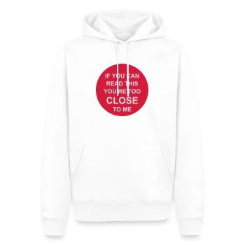 trop près de moi - Sweat à capuche Premium bio Homme - blanc - Devant - Nico (187cm)