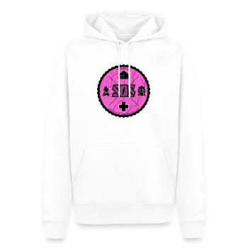Logo SOS rose - Sweat à capuche Premium bio Homme - blanc - Devant - Nico (187cm)