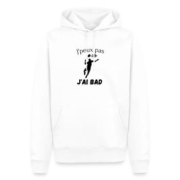 Je peux pas j'ai badminton - Sweat à capuche Premium bio Homme - blanc - Devant - Nico (187cm)