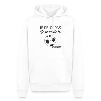Je peux pas je regarde foot à la télé. Idée cadeau - Sweat à capuche Premium bio Homme - blanc - Devant - Nico (187cm)