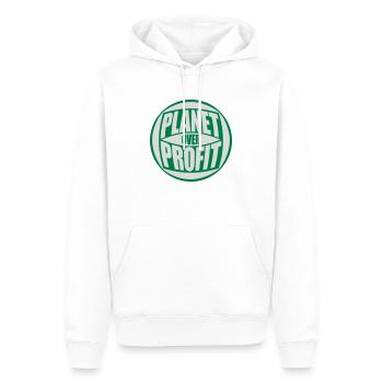 planet over profit quote - Men’s Premium Organic Hoodie - white - Front - Nico (187cm)