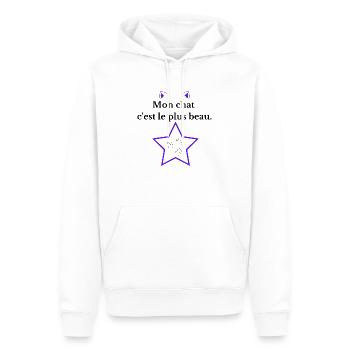 Mon chat c est le plus beau - Sweat à capuche Premium bio Homme - blanc - Devant - Nico (187cm)