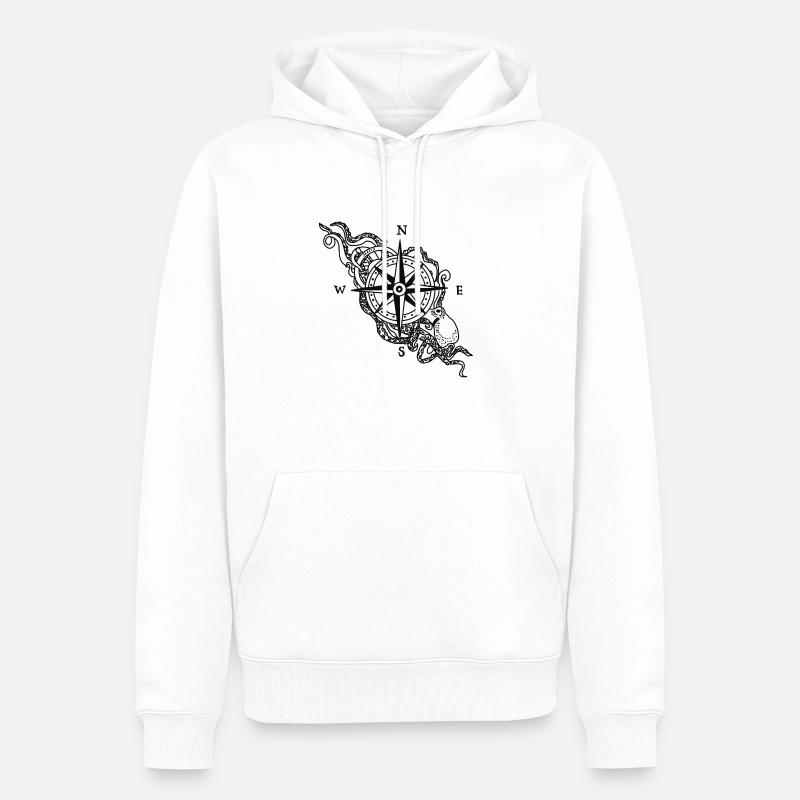 Kompass Krake - Männer Premium Bio Hoodie - Weiß