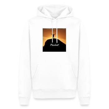 Freiheit - Männer Premium Bio Hoodie - Weiß - Vorne - Nico (187cm)