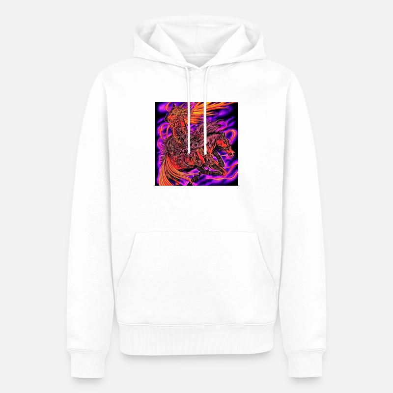 Abstrakte Darstellung eines Pferdes - Männer Premium Bio Hoodie - Weiß