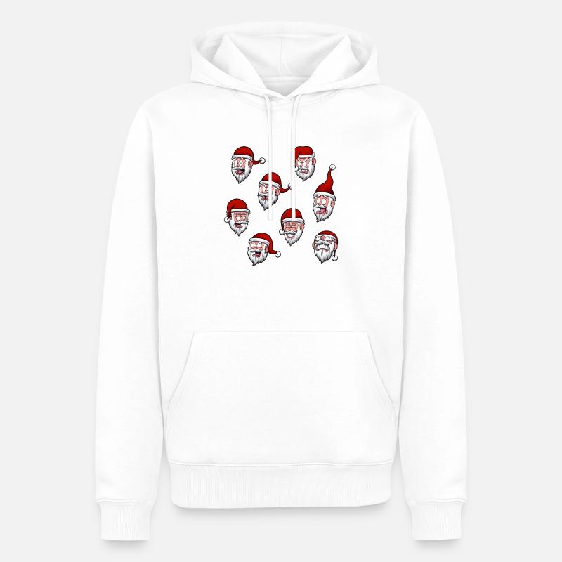 Weihnachtsmann-Köpfe - Männer Premium Bio Hoodie - Weiß