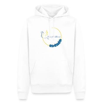 Peace for UkraineDesign - Männer Premium Bio Hoodie - Weiß - Vorne - Nico (187cm)