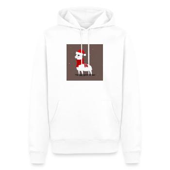 Lama Rot-Weiß Weihnachtsschal 2 - Männer Premium Bio Hoodie - Weiß - Vorne - Nico (187cm)