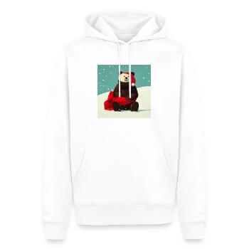 Mignon ours porte un chapeau de Père Noël à Noël - Sweat à capuche Premium bio Homme - blanc - Devant - Nico (187cm)