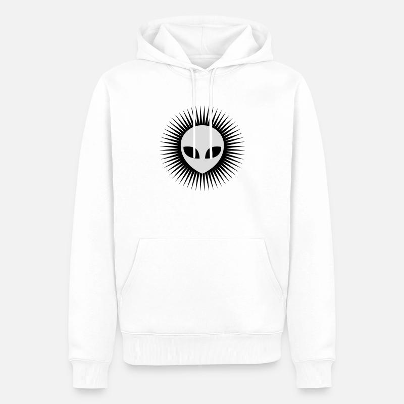 Strahlen Alien Kopf grau - Männer Premium Bio Hoodie - Weiß