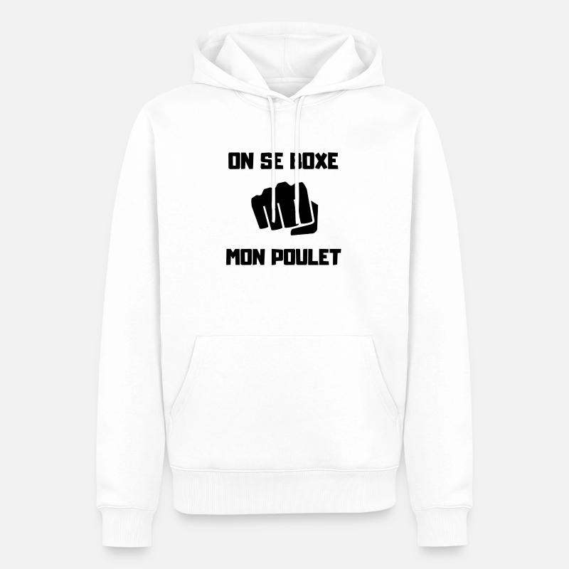 ON SE BOXE MON POULET - Sweat à capuche Premium bio Homme - blanc
