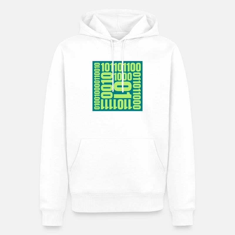 Binary Code Program Language - Men’s Premium Organic Hoodie - white