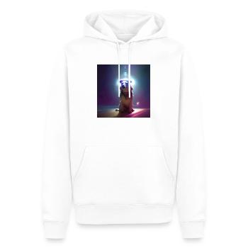 Le chien de l’univers - Sweat à capuche Premium bio Homme - blanc - Devant - Nico (187cm)