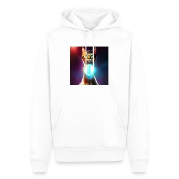 Le chat de l’univers - Sweat à capuche Premium bio Homme - blanc - Devant - Nico (187cm)