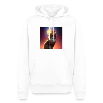 The Universe Cat - Men’s Premium Organic Hoodie - white - Front - Nico (187cm)