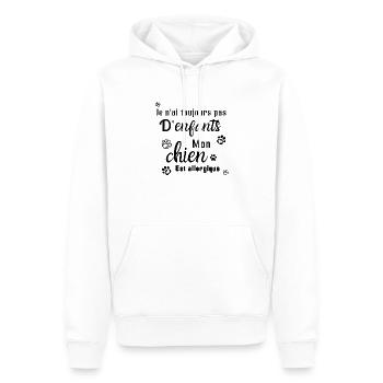 Pas d'enfants mon chien est allergique - Sweat à capuche Premium bio Homme - blanc - Devant - Nico (187cm)