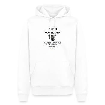 papa motard cool - Sweat à capuche Premium bio Homme - blanc - Devant - Nico (187cm)