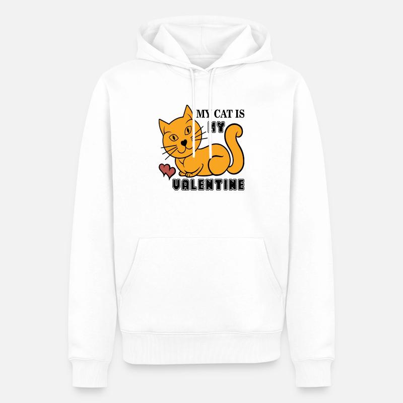 Mon chat est mon Valentin - Sweat à capuche Premium bio Homme - blanc
