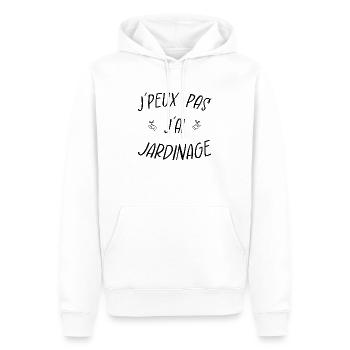 j'peux pas j'ai jardinage - Sweat à capuche Premium bio Homme - blanc - Devant - Nico (187cm)