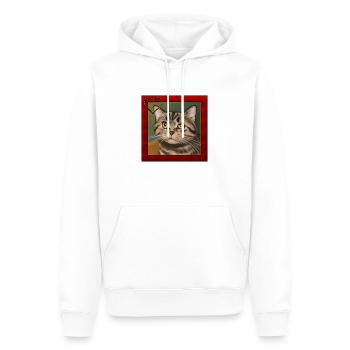 Katzenportrait 3 - Männer Premium Bio Hoodie - Weiß - Vorne - Nico (187cm)