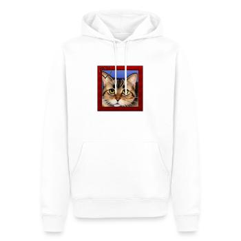 Katzenportrait 8 - Männer Premium Bio Hoodie - Weiß - Vorne - Nico (187cm)