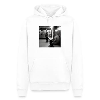 Dino in der U-Bahn - Männer Premium Bio Hoodie - Weiß - Vorne - Nico (187cm)