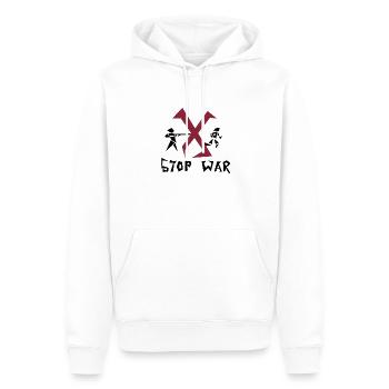 Stop war! - Männer Premium Bio Hoodie - Weiß - Vorne - Nico (187cm)