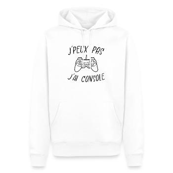 j'peux pas j'ai console - Sweat à capuche Premium bio Homme - blanc - Devant - Nico (187cm)