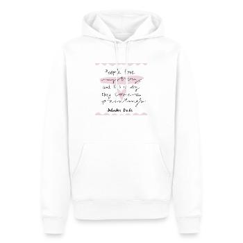 rosa Kunstzitat Handlettering - Männer Premium Bio Hoodie - Weiß - Vorne - Nico (187cm)