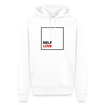 Minimalist Self Love - Men’s Premium Organic Hoodie - white - Front - Nico (187cm)